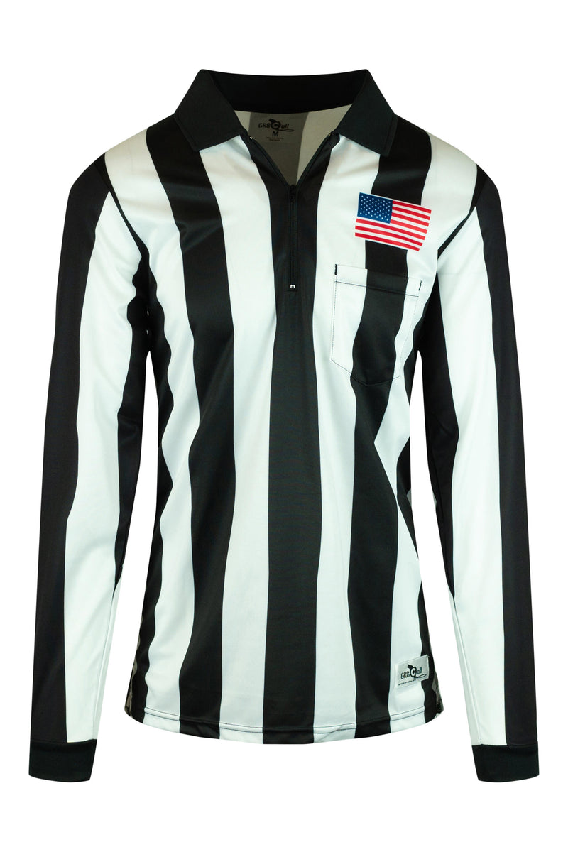 GR8 Call 2.25" Ultra-Tech LS Football Referee Shirt w/ American Flag