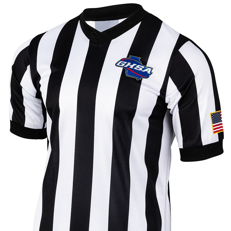 official basketball referee gear Georgia (GHSA) Smitty Basketball Referee Shirt, S, Black/White, USA220GA