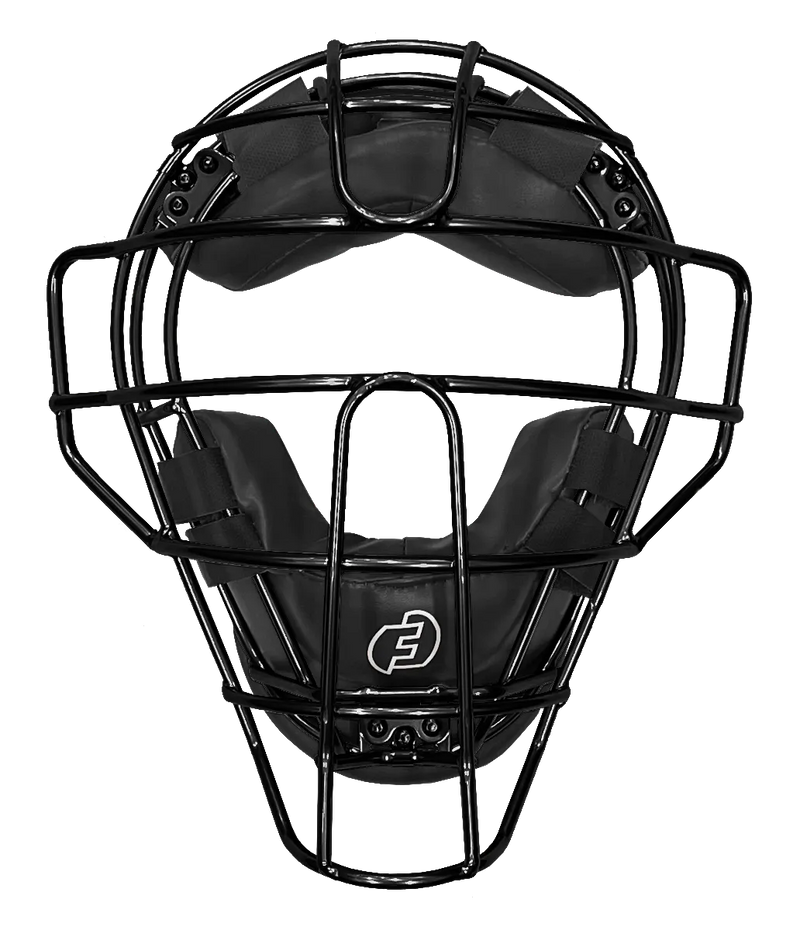 Force3 Defender V2 Black Umpire Mask - Black Pads