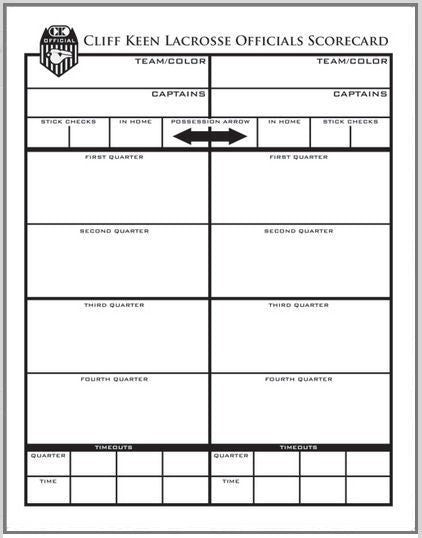 Cliff Keen Lacrosse Referee Score Cards (Pack of 25)