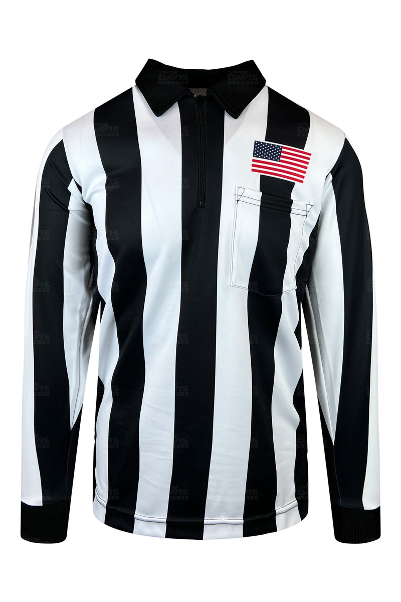 Smitty 2 1/4" Stripe Football Referee LS Shirt with Chest Flag