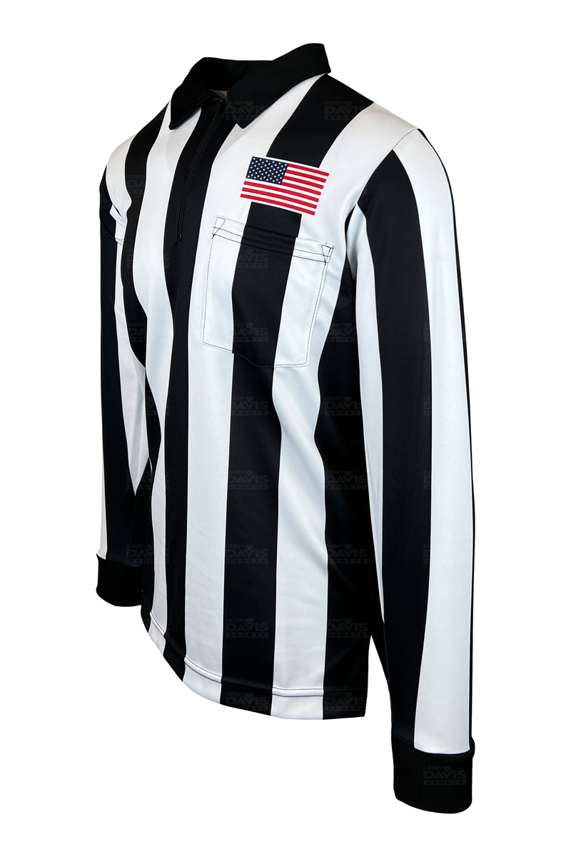 Smitty 2 1/4" Stripe Football Referee LS Shirt with Chest Flag