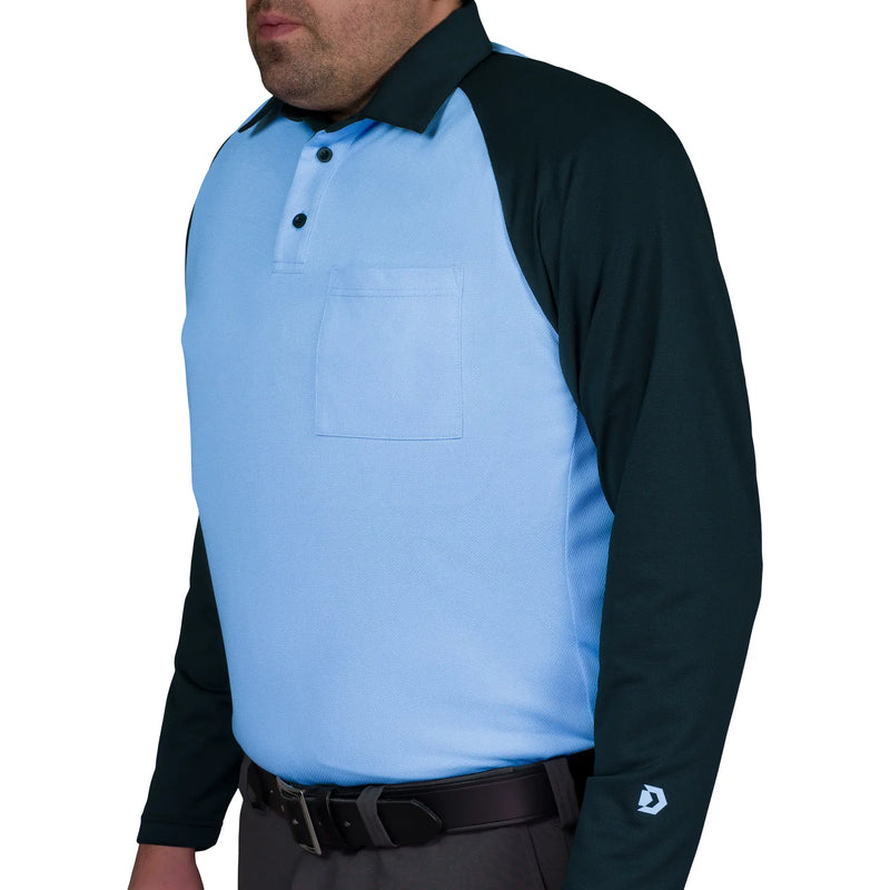 Davis MX3 Powder Blue/Black LS Raglan Sleeve Umpire Shirt