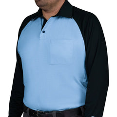 Davis MX3 Powder Blue/Black LS Raglan Sleeve Umpire Shirt