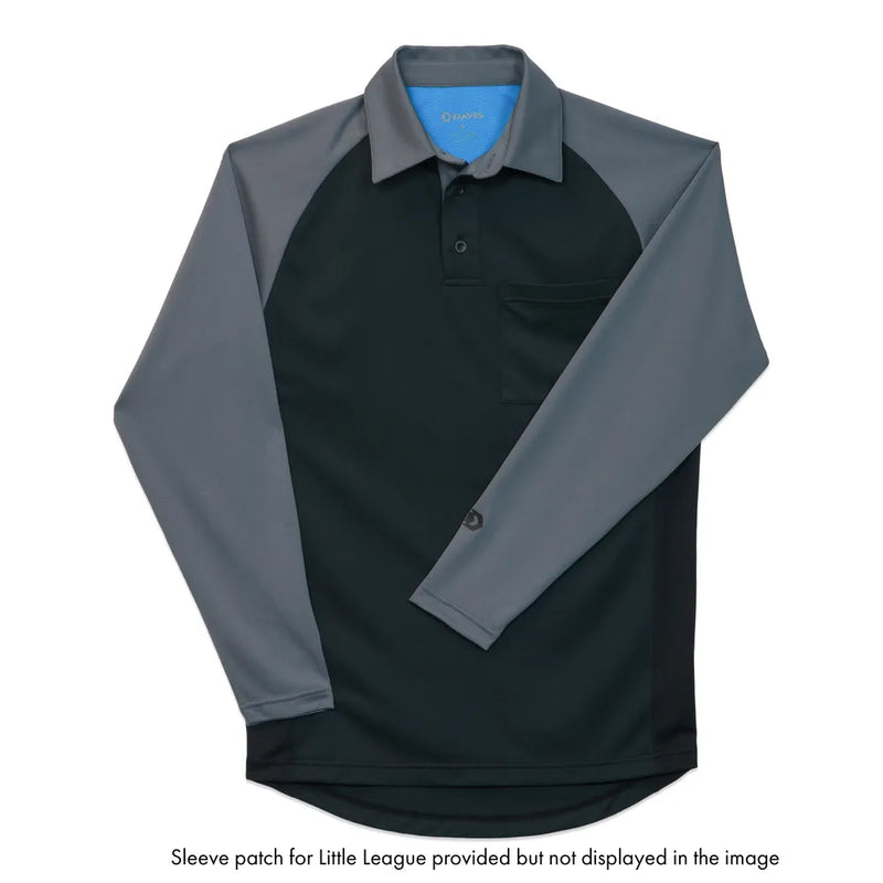 Davis MX3 Black/Charcoal LS Raglan Sleeve Umpire Shirt (Little League)