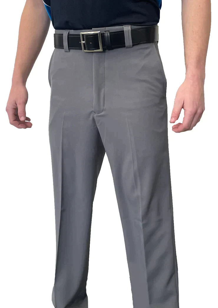 Smitty 4-Way Stretch Flat Front Heather Grey Plate Umpire Pants with Expandable Waistband