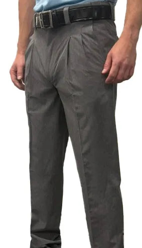 Smitty Tapered Fit Lightweight Pleated Heather Gray Umpire Base Pants with Expander Waistband