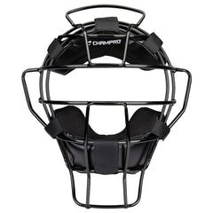 Champro Lightweight Steel Black Umpire Mask - Black Ergo-Fit Pads