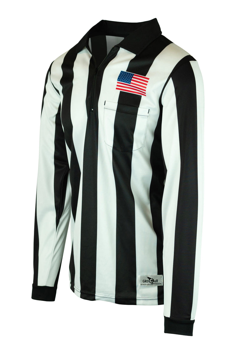 GR8 Call 2.25" Ultra-Tech LS Football Referee Shirt w/ American Flag