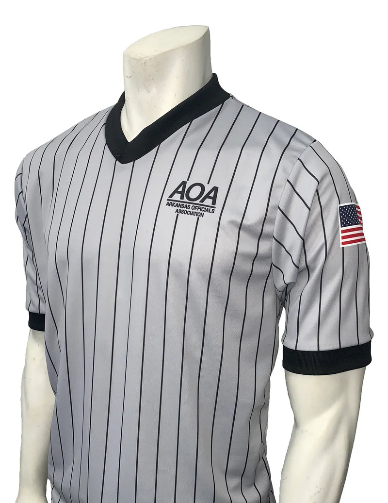 Arkansas (AOA) Smitty Gray Pinstripe Referee Shirt