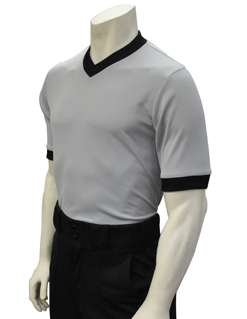 Smitty Solid Grey Mesh V-Neck Basketball Referee Shirt