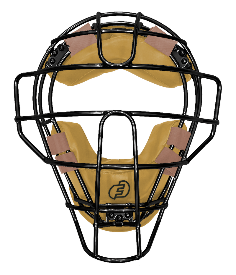 Force3 Defender V2 Black Umpire Mask - Tan Pads