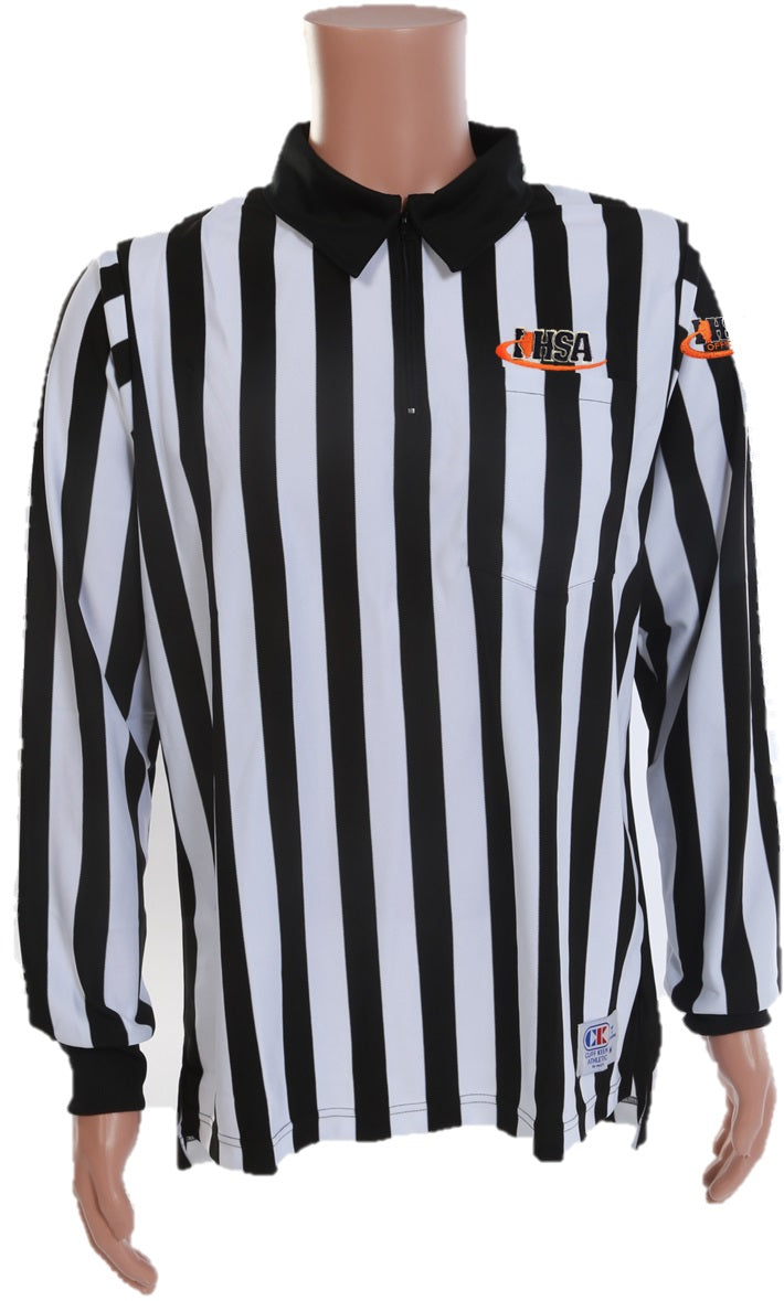 Cliff Keen Performance Poly 1" Stripe Long Sleeve Referee Shirt (IHSA)