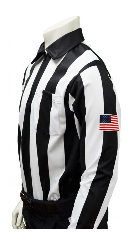 Smitty 2 1/4" Stripe Football Referee LS Shirt with Left Sleeve Flag