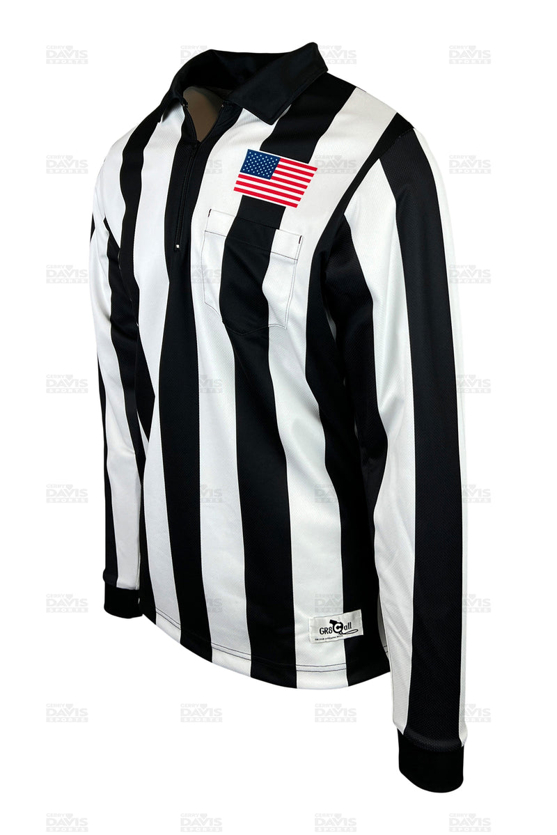 GR8 Call 2 1/4" Stripe DriStorm Foul Weather Football Referee LS Shirt/Jacket