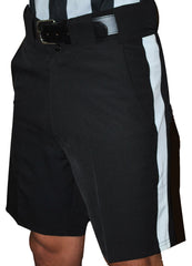 Smitty 4-Way Stretch Black Referee Shorts with White Stripe