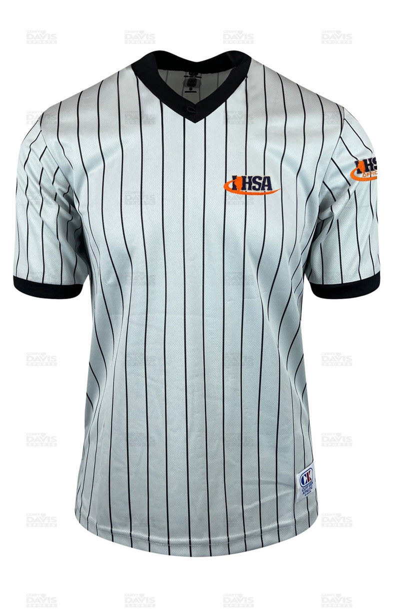 Cliff Keen Gray Pinstripe Ultra-Mesh Referee Shirt (IHSA)